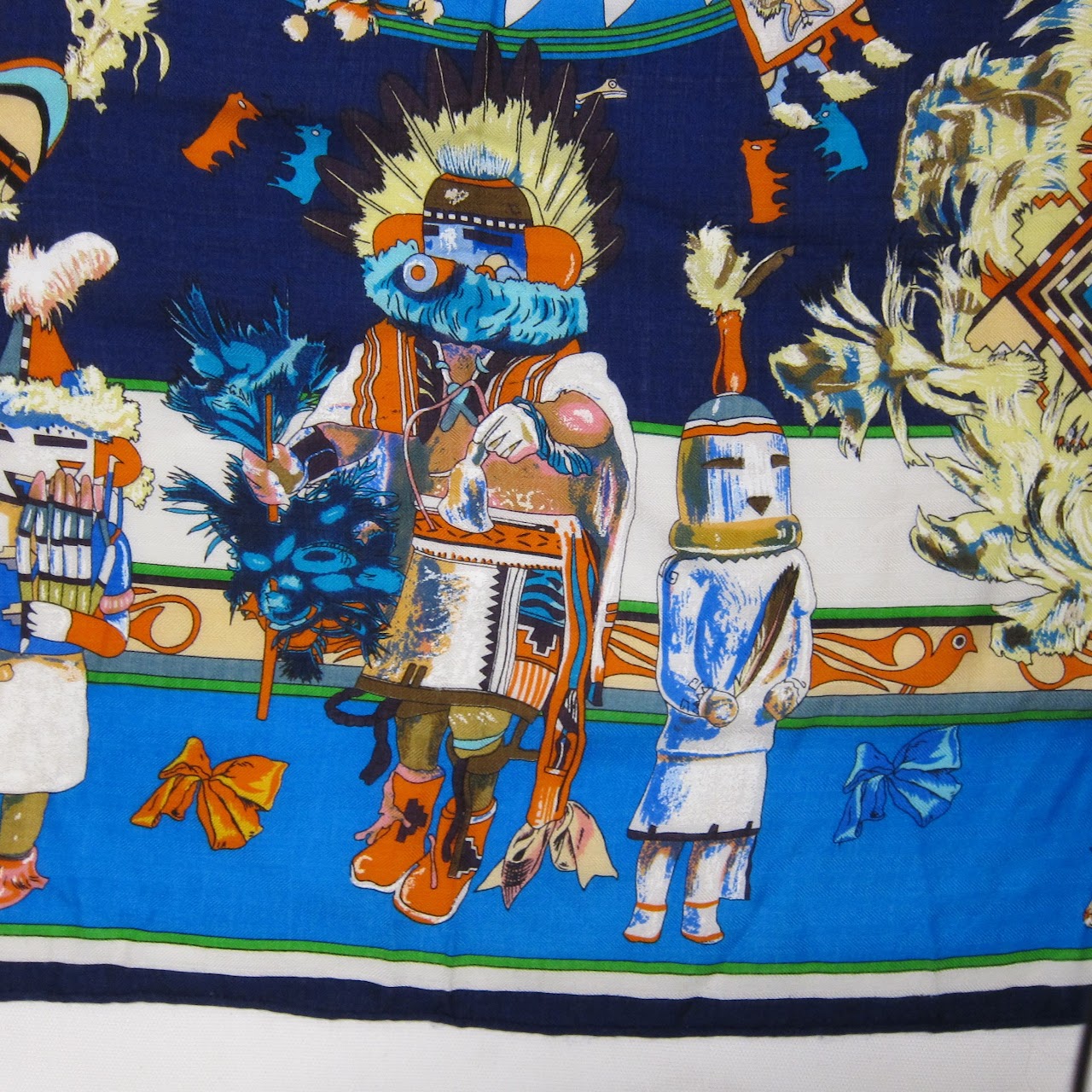 Hermès RARE  "Kachinas" by Kermit Oliver Cashmere Scarf