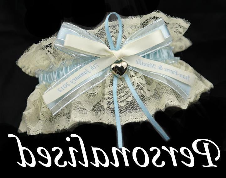 This Garter is Ivory and Blue. Personalised ivory blue garter