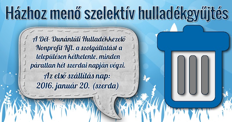 Házhoz menő szelektív hulladékgyűjtés 2016 Bárdudvarnokon