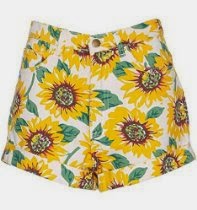 <br />Women Sunflower Print Stretch Denim High Waist Cuff Shorts Hot Pants