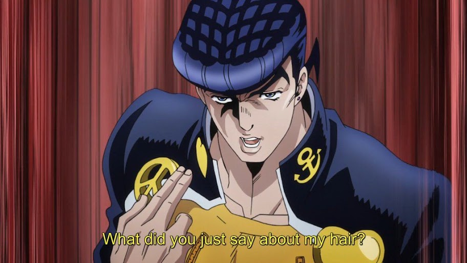 Jotaro Kujo, as seen in episode #1 from the anime of JoJo's Bizarre  Adventures: Diamond Is Unbreakable