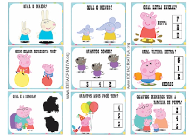 jogo da memória da peppa pig para imprimir - Atividades para a