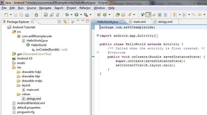 Programmers Sample Guide Android Hello World Tutorial Using Eclipse