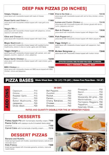 Baked & Wired Pizzeria menu 