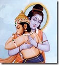 [Rama hugging Hanuman]