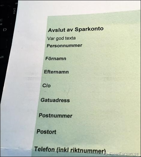 Avsluta-Sparkonto-Pappersblankett