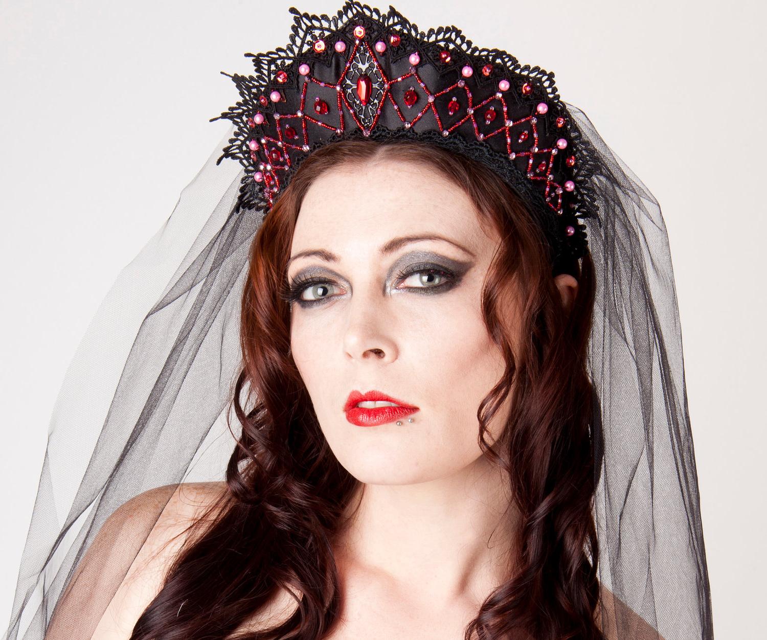 Gothic Bridal Tiara Red and