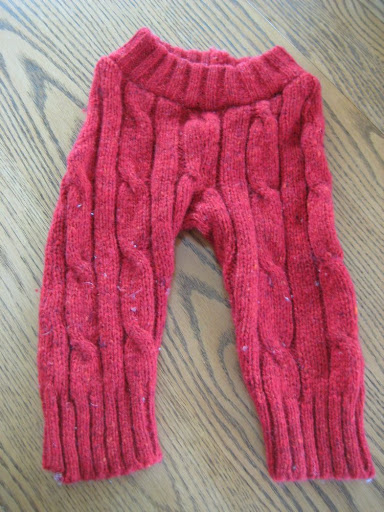Gently Used Cabled Red Upcycled Longies
