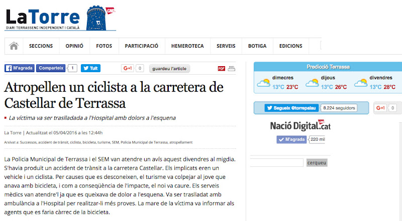 width=“100%” />
El Mossenaire Manolo va ésser el ciclista atropellat i ens explicava que per un centímetre més on va rebre el cop al cap: ja no estaria entre nosaltres. Com ens alegrem que hagi pogut superar els moments dolents, on a l'hospital la seva vida penjava d'un fil. Enhorabona per la vida!!</h3>
<h3 style=