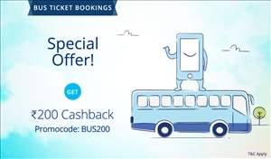 Bus Tickets Paytm upto Rs.200 Off