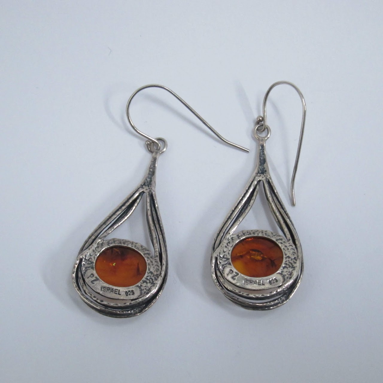 Sterling Silver and Amber Earrings