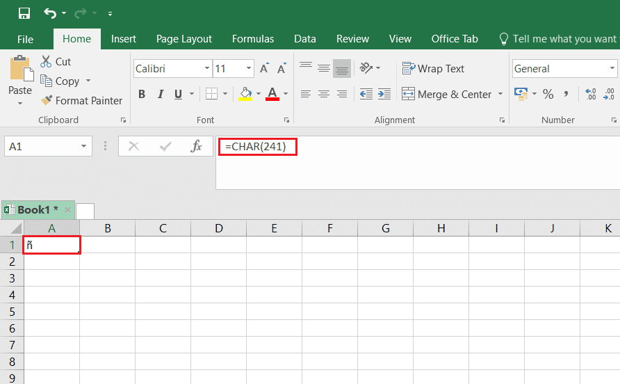 введите следующее и нажмите клавишу Enter в MS Excel