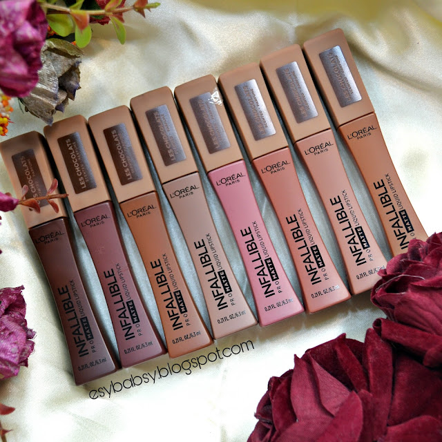 loreal-paris-infallible-les-chocolats-infallible-pro-matte-liquid-lipstick-all-shades-review-esybabsy