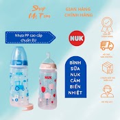 Bình Sữa Nuk Cảm Biến Nhiệt Nhựa Pp Cao Cấp Chuẩn Eu Núm Ti Silicone Chỉnh Nha 150Ml, 300Ml