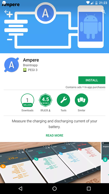 Ampere, Android, приложение, батарея