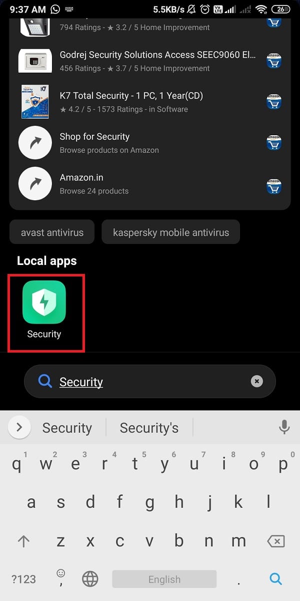 Apri l'app Sicurezza sul tuo telefono