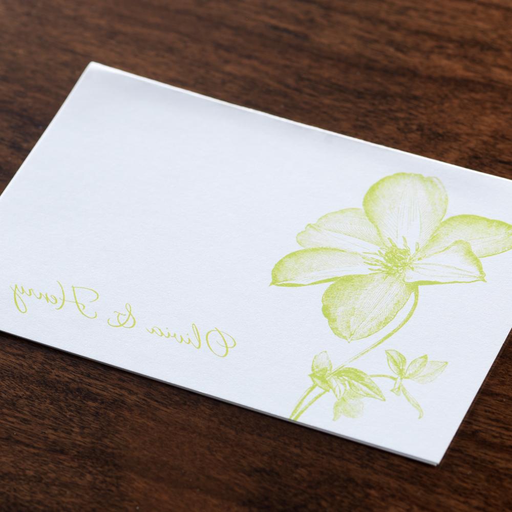 Green Clematis Informal eInvite Wedding Thank You Notes Floral Accents