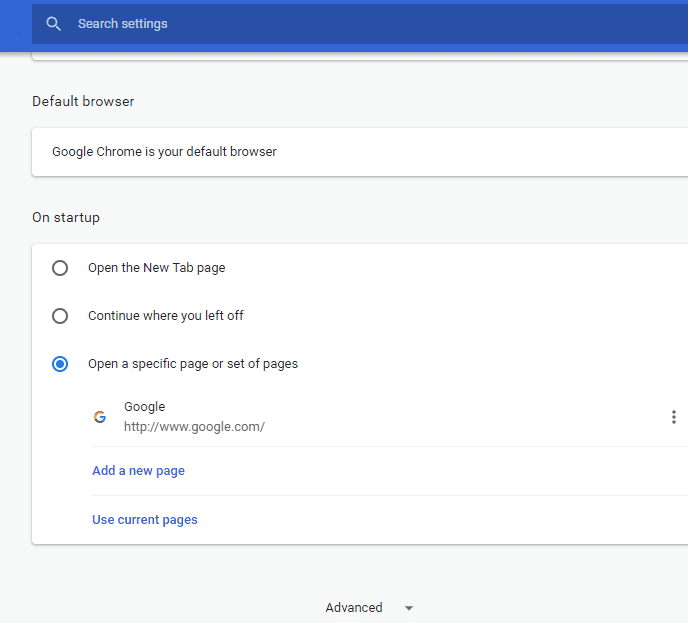 เลื่อนลงมาจนเจอ Advanced option