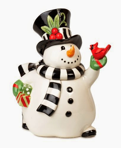  Fitz and Floyd Snowman Cookie Jar Frosty's Frolic Serveware