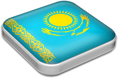 Flag of Kazakhstan with metallic square frame