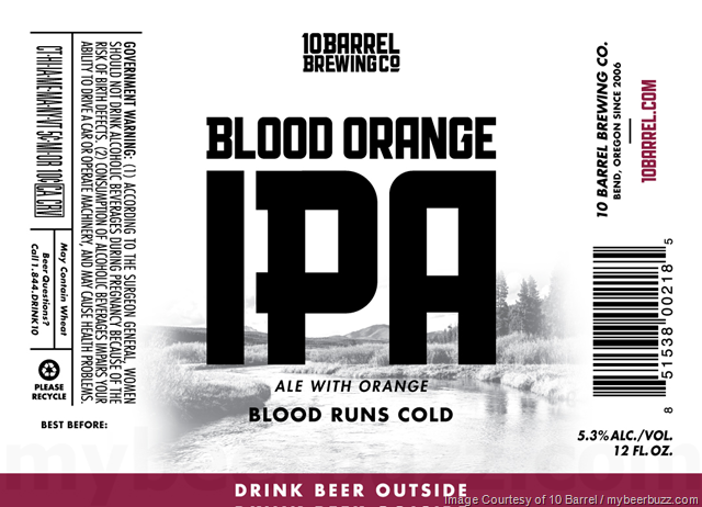 10 Barrel Adding Blood Runs Cold Blood Orange IPA