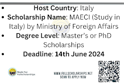 Study Free in Italy - Italian Government (MAECI) Scholarships 2024-2025  Applications are now available for Masters and PhD