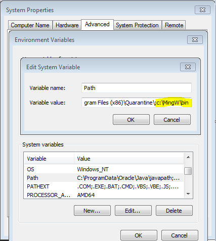 Adding MinGW to PATH environment variable