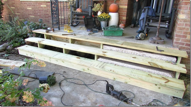 A quick and budget friendly Do It Yourself Project to enlarge the front porch in one weekend.