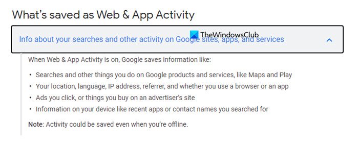 Applicazione Web di monitoraggio delle attività di Google