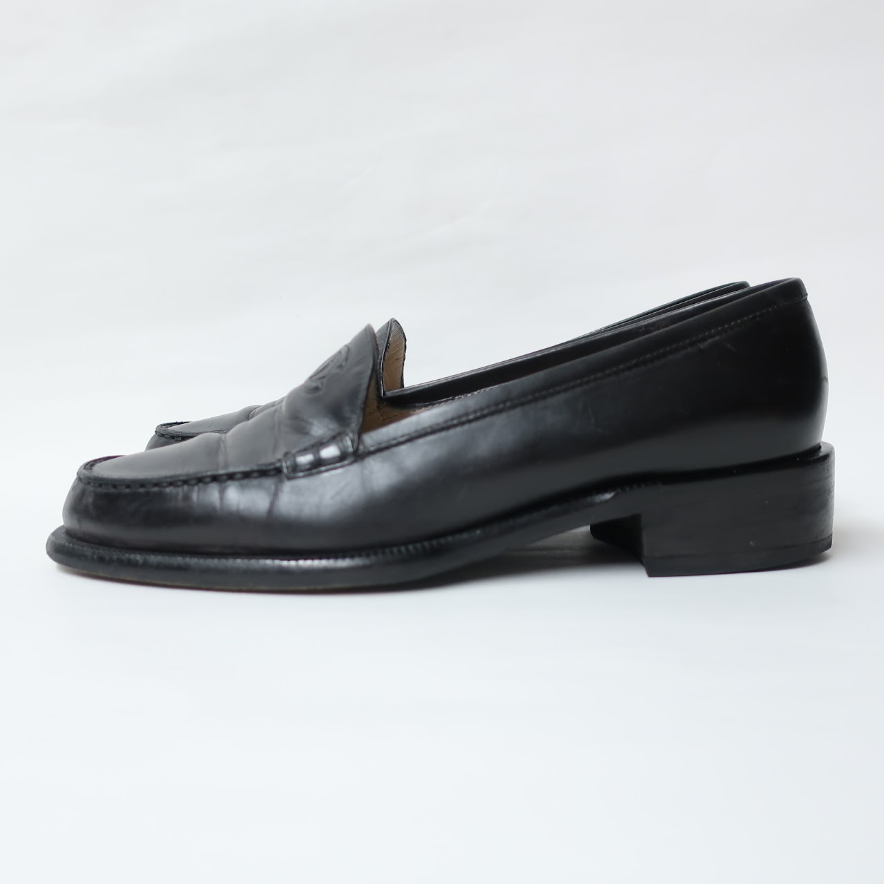 Chanel Black Leather Loafers