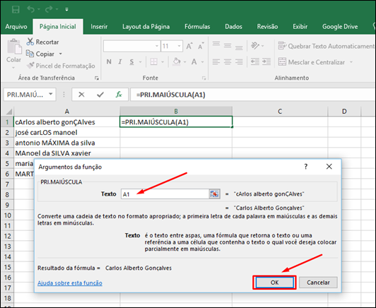 Excel - Como alterar o texto para maiúsculas, minúsculas ou primeira letra em maiúscula - Visual Dicas