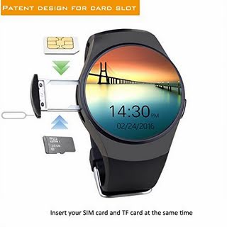 Bluetooth Smart Watch Phone KW18 Sim And TF Card Heart Rate Reloj Smartwatch Wearable Compatible For IOS Apple iPhone 5s/6/6s/SE Android Samsung HTC Sony LG Smartphones (Black)