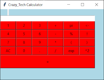 Python Calculator using Tkinter
