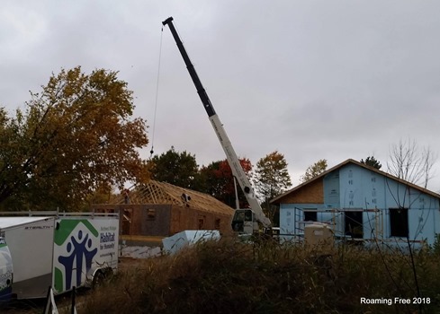 Setting roof trusses