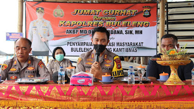 Jumat Curhat,  Masyarakat Tiga Desa Di Kecamatan Sawan  Silahturahmi  Dengan Kapolres Buleleng