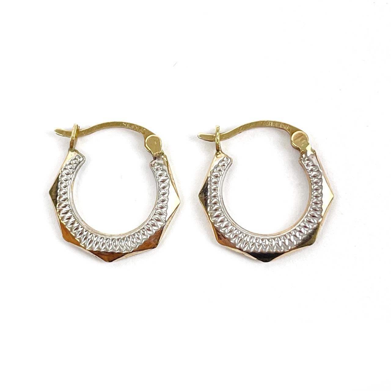 14K White & Yellow Gold Hoop Earrings