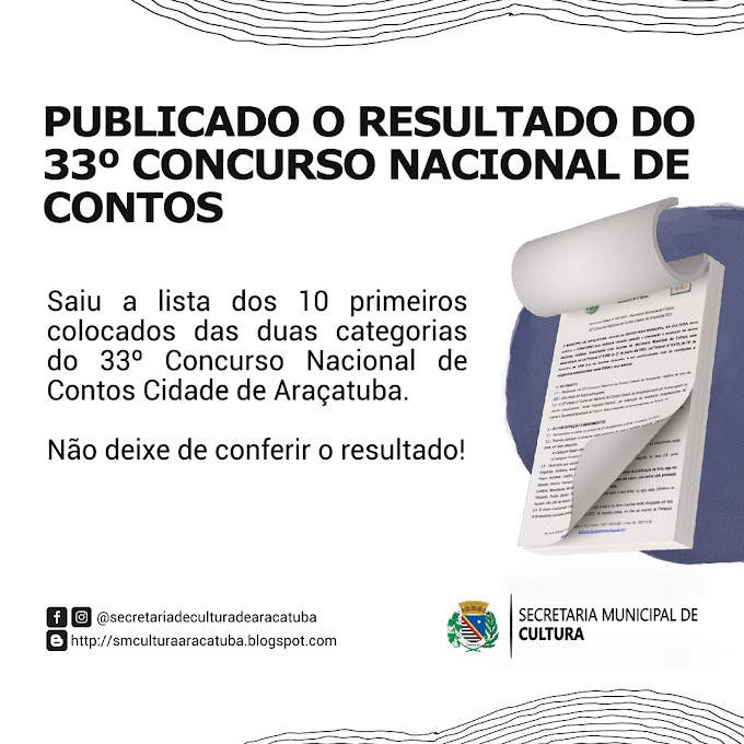 Concurso Nacional de Contos de Araçatuba divulga resultado