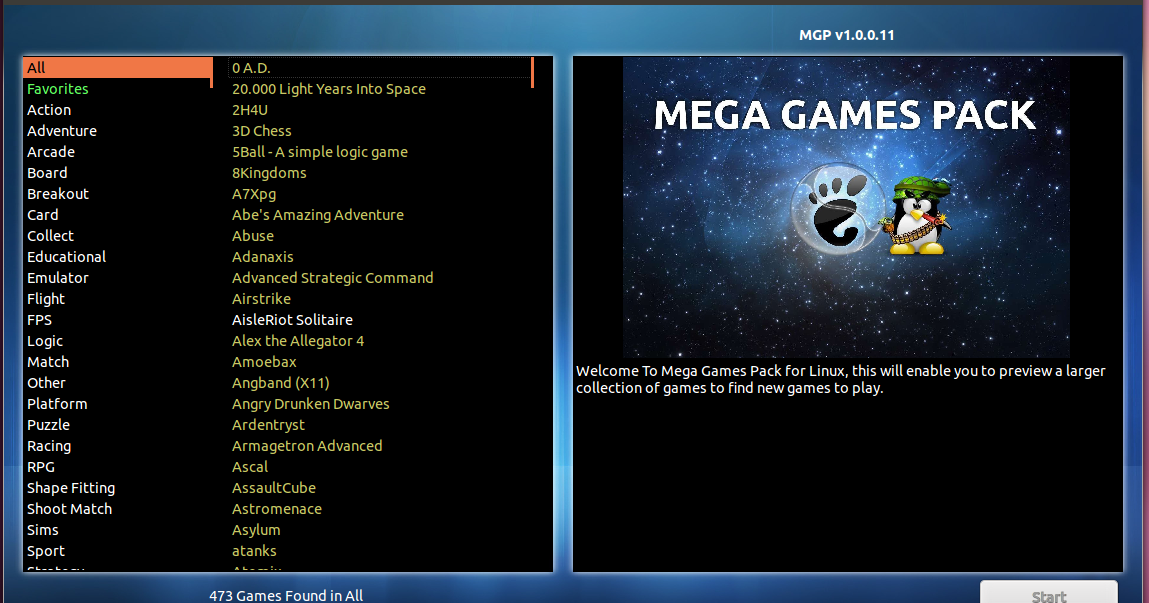 Mega Games Pack, install 472 games on Ubuntu with 1 Click ... - 