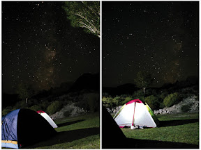 Campsite, Cold breeze coming from the glacier, and the sound of a gushing water stream accompanied by a clear moonless night. It was just perfect.