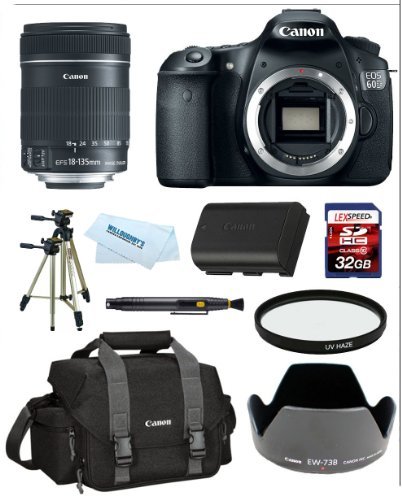 Canon EOS 60D Body w/ Canon EF-S 18-135mm f/3.5-5.6 IS Lens + Canon Bag + 32GB + Battery + UV Filter + Tripod