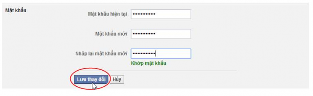 đổi mk facebook