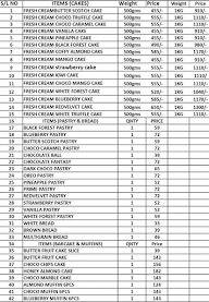 Prime Cakes menu 1