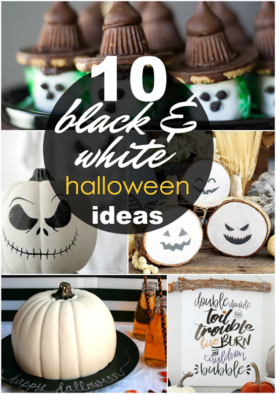 10 Black & White Halloween Ideas at GingerSnapCrafts.com #halloween #blackandwhite