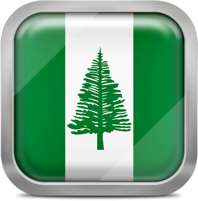 Norfolk Island square flag with metallic frame
