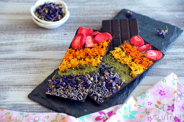 Check out how to make Rainbow Dark Chocolate Bars–Healthy and All Natural Toppings with video tutorial!  Perfect for St. Patrick's Day. Or, any day treat and edible homemade gifts!  http://uTry.it