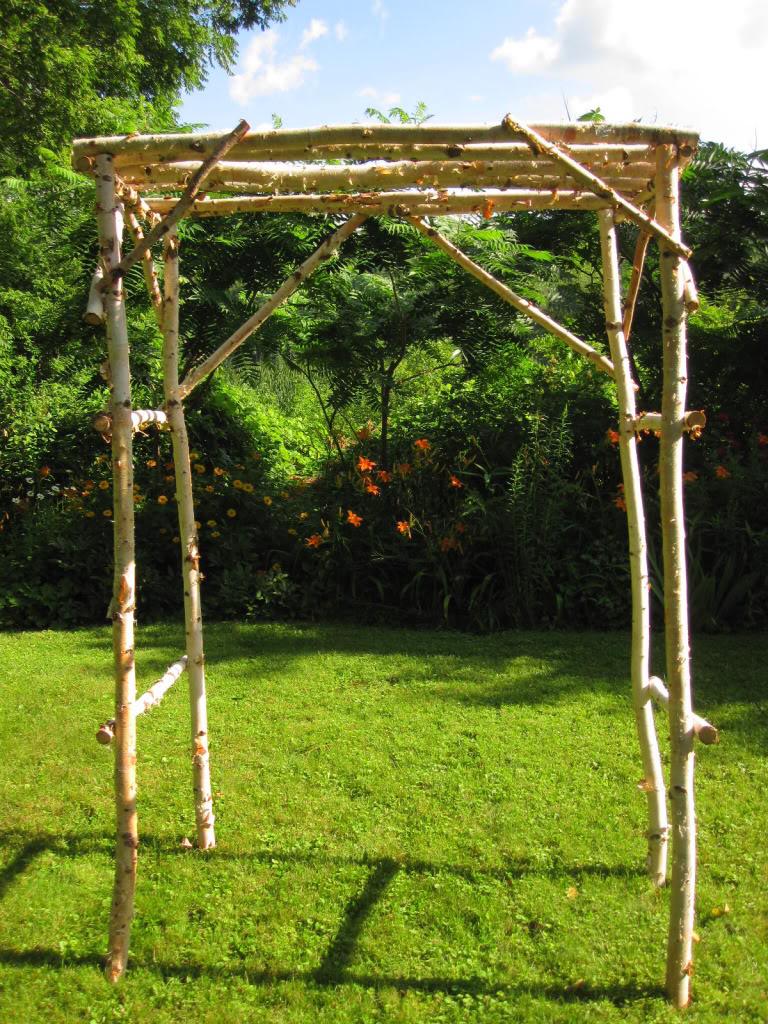 birch wood wedding arch