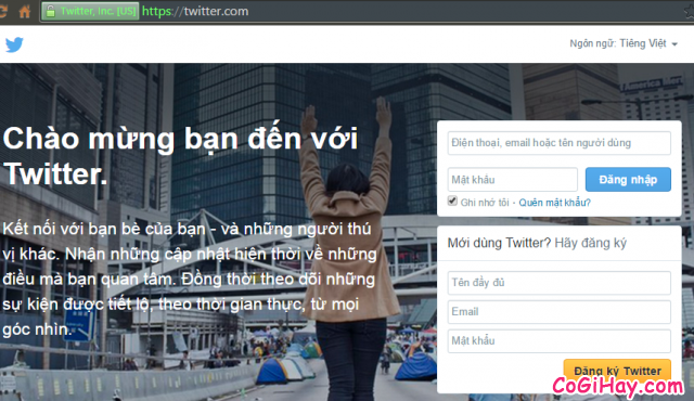 Đăng nhập Twitter trên máy tính