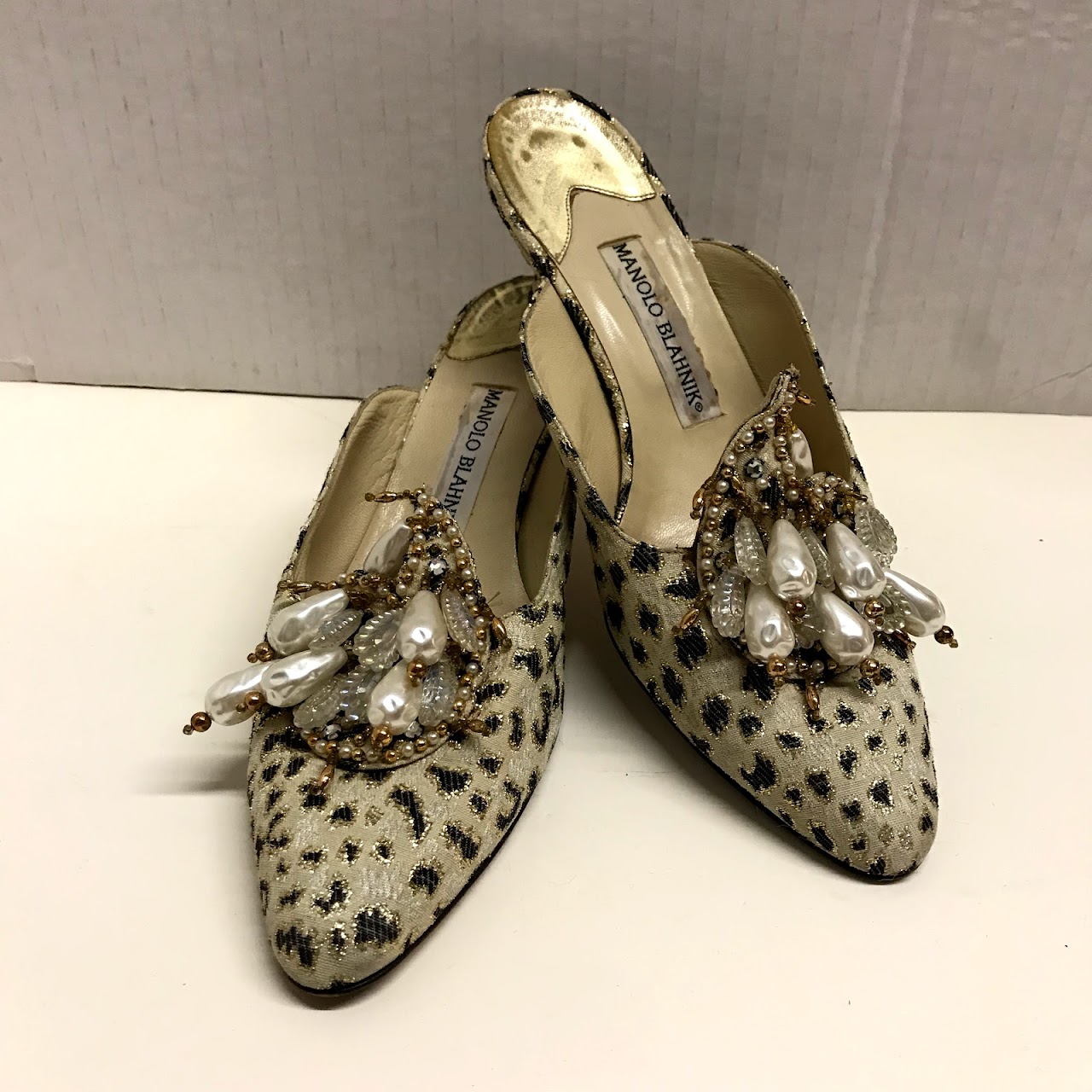 Manolo Blahnik Cheetah Mules