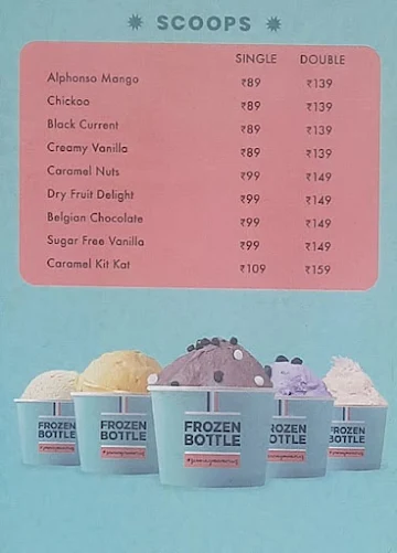 Frozen Bottle menu 