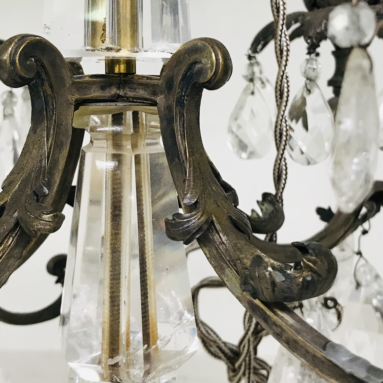 Antique Rock Crystal Candelabra Lamp Pair